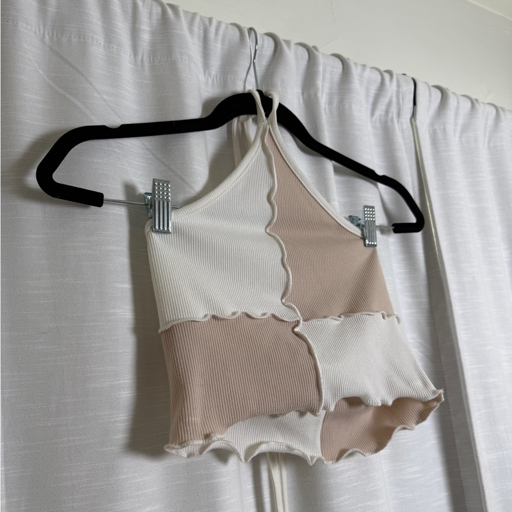 12th Tribe Patchwork Halter Crop Top Neutral Tank… - image 4